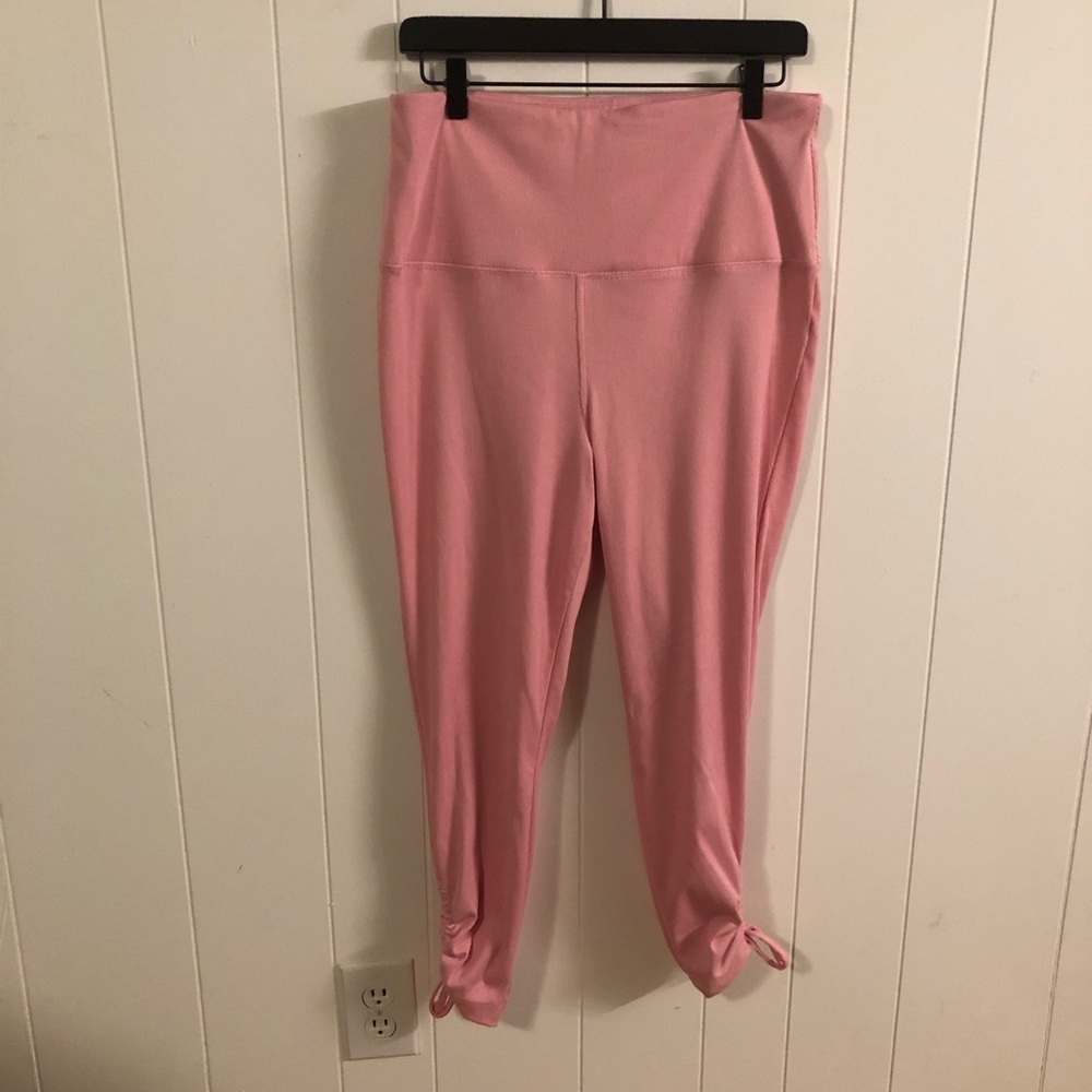 Body & Sol High-Rise Pink Ruched Ankle Leggings XL